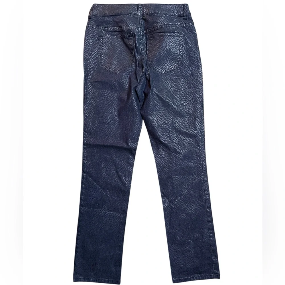Chicos Platinum Denim Blue Snakeskin Print Jeans - Picture 4 of 6